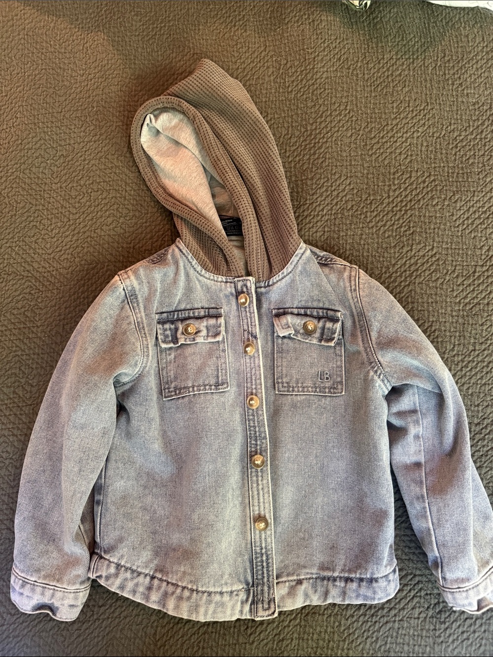 Little Bipsy Light Blue Denim Jacket with Gray Hood